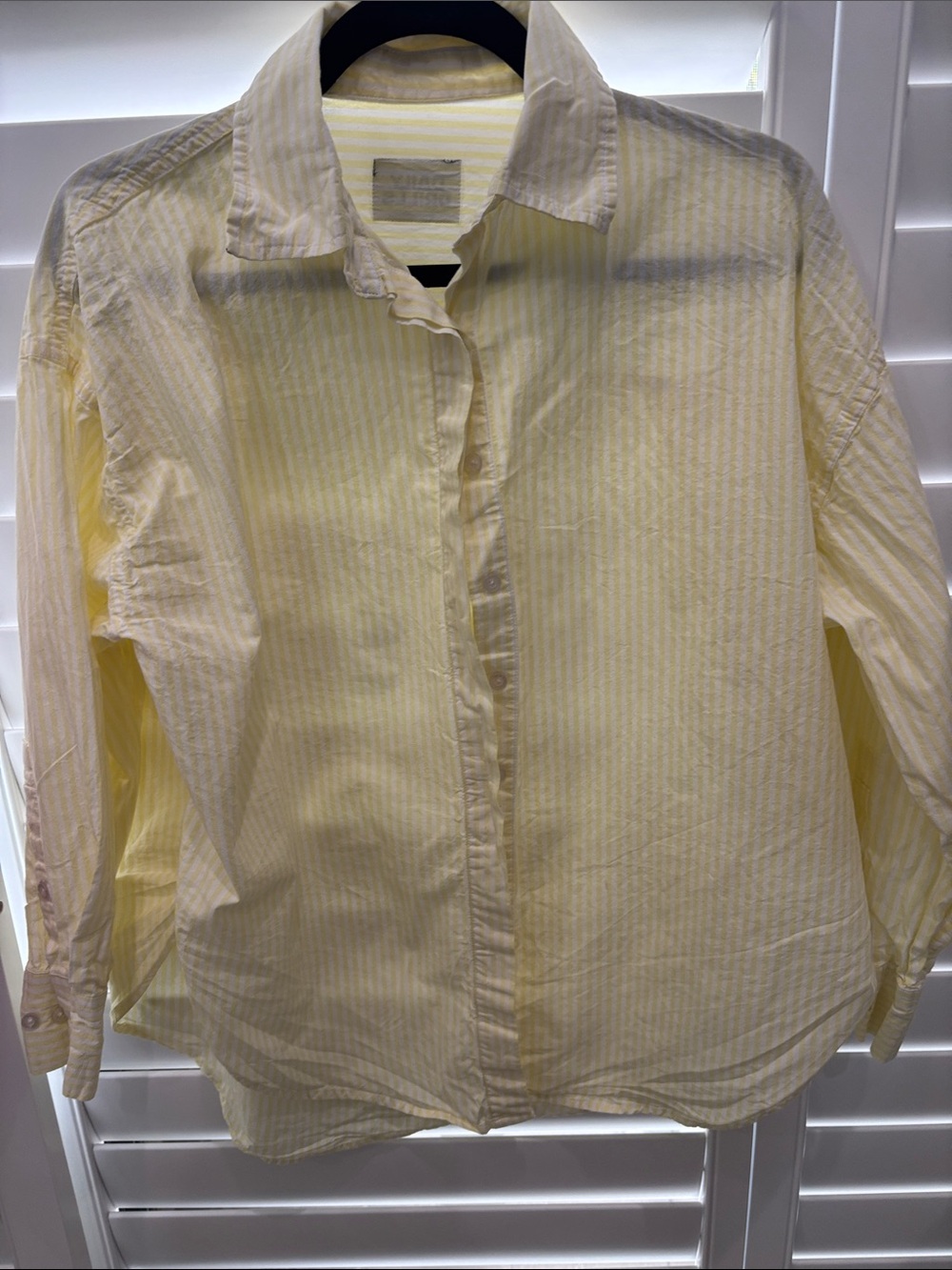 Daily Drills Pale Yellow Striped Women's Button-Down Blouse